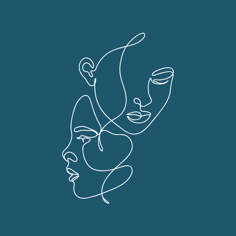 Line drawing of two faces